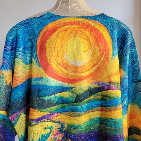 Unbranded Van Gogh Starry Night Print Cardigan Lightweight Sweater (Size: 3X) - Picture 3 of 13